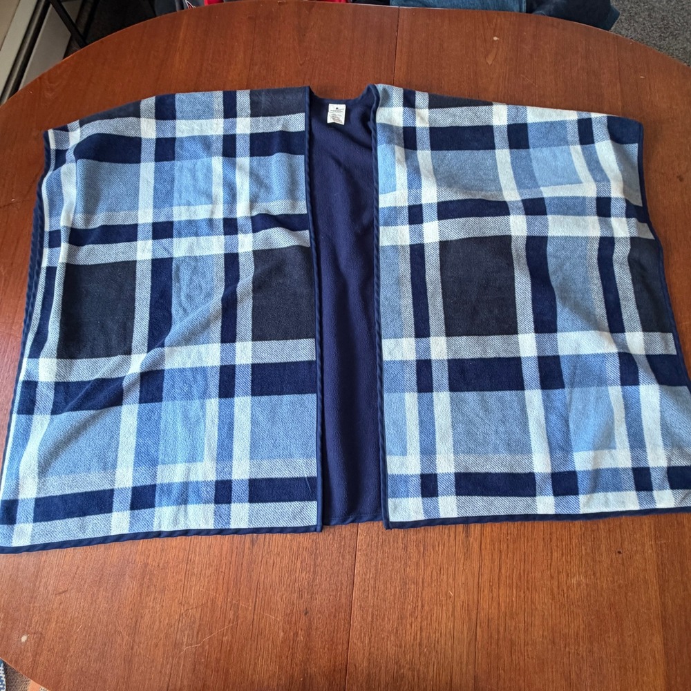 Woolrich Reversible Fleece Plaid Wrap Tartan One Size Cape Shawl Scarf Boho Cozy